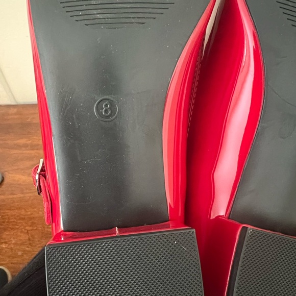 Red Patent Leather Mary Jane Flats size 8 never worn - Picture 6 of 8